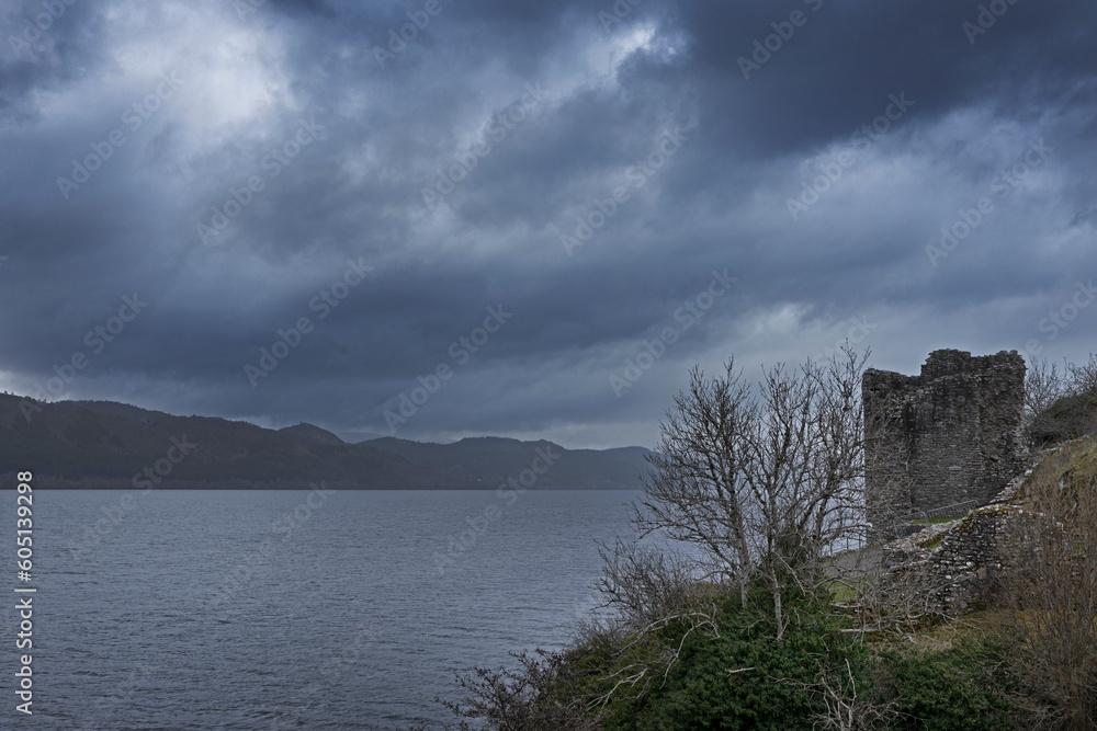 Loch Ness. Urquhart Castle. Lake. Scotland. Ruin of an medieval castle. 