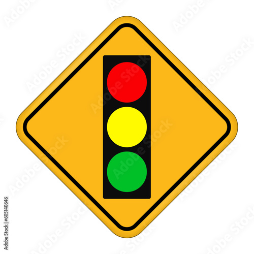Traffic sign. Stop ahead signs traffic light ahead warning vector. Light traffic sign. Road sign.