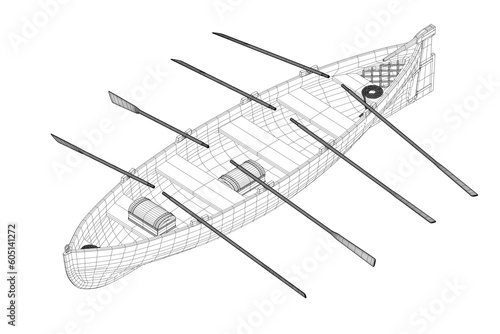 3d illustration. Ship boat jolly