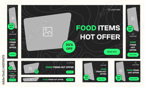 Set of food menu web banner template design, fully editable vector eps 10 file format, creative food banner design for social media posts