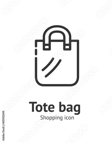 Tote Bag Fabric Cloth with Handle Sign Thin Line Icon Emblem Concept. Vector illustration of Reusable Ecobag