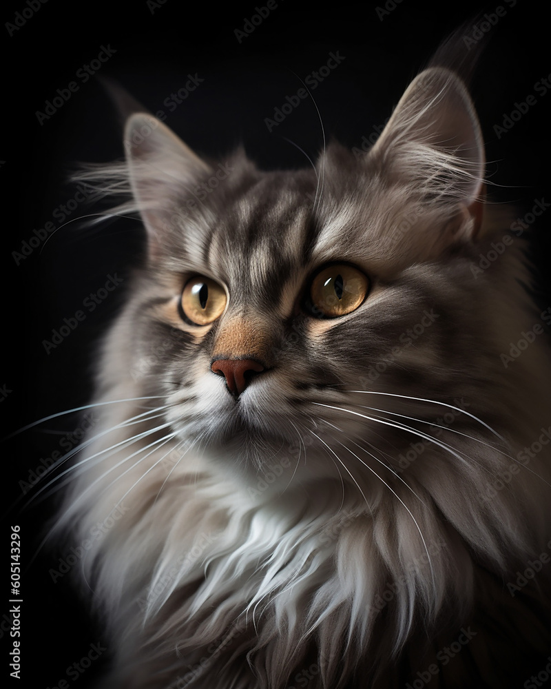 Portrait of American Curl Cat Generative with AI technology