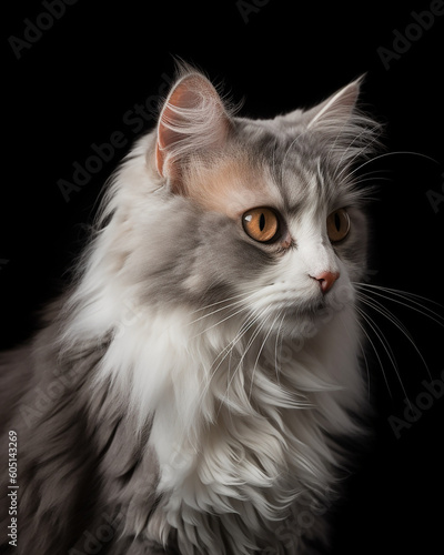 Portrait of American Curl Cat Generative with AI technology