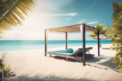 Holiday location on a tropical island with palm trees and amazing tropical vibrant beach.  © BlazingDesigns