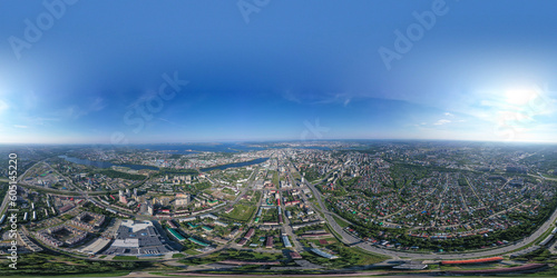 Kazan, Russia. Aerial view. Spherical panorama of Kazan. Full 360 degrees