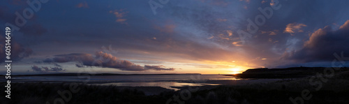 Sunset at Dunnet Head beach. North Sea coast. Sotland. Twilight. 