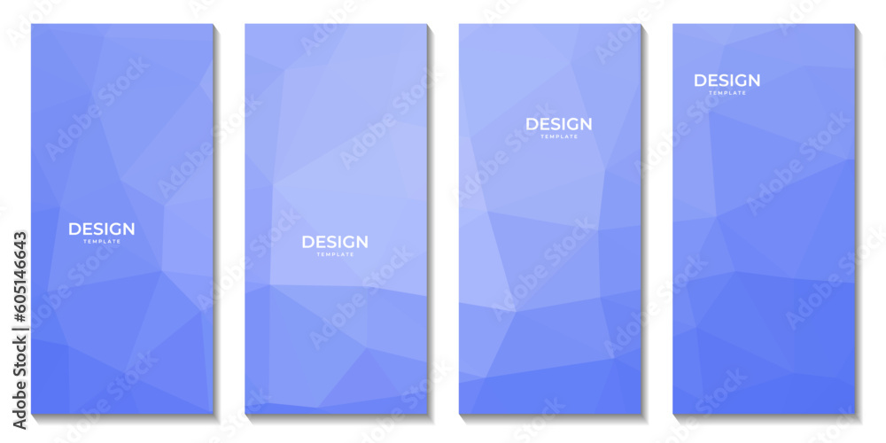 set of brochures with abstract blue geometric background with triangles for business