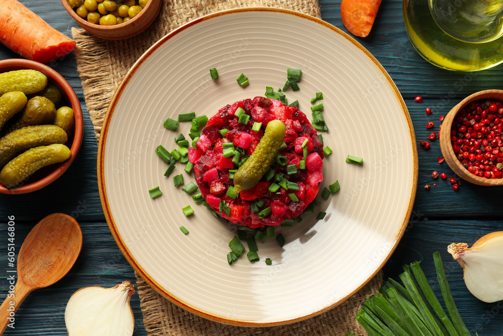 Concept of tasty food, cold dish - Vinaigrette salad Concept of tasty food, cold dish - Vinaigrette salad