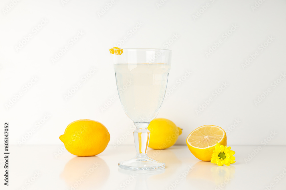 Concept of fresh summer drink - Limoncello cocktail