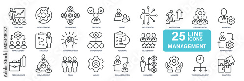 Managmenet business thin line icons. Editable stroke. For website marketing design, logo, app, template, ui, etc. Vector illustration.
