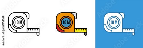 Tape Measure Icon, The tape measure icon represents a versatile and precise measuring tool used for taking linear measurements in various applications.