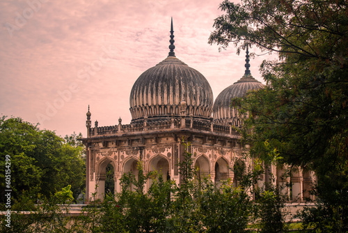 Historic tomb buildings in Qutb Shahi Archaeological Park, Hyderabad, India