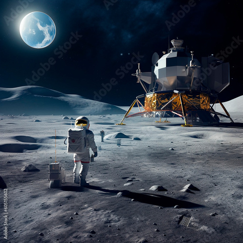 astronaut on the moon created with Generative Ai technology
