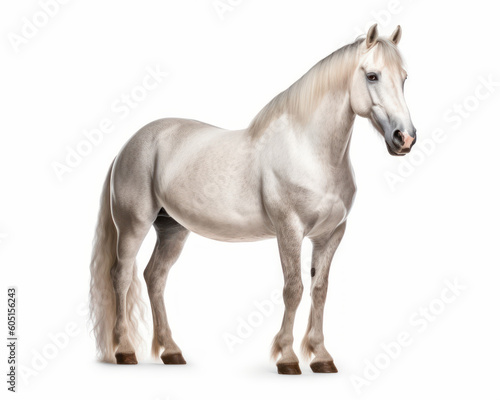 photo of Morgan stallion isolated on white background. Generative AI © Bartek
