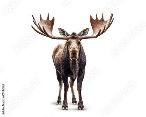 photo of moose isolated on white background. Generative AI
