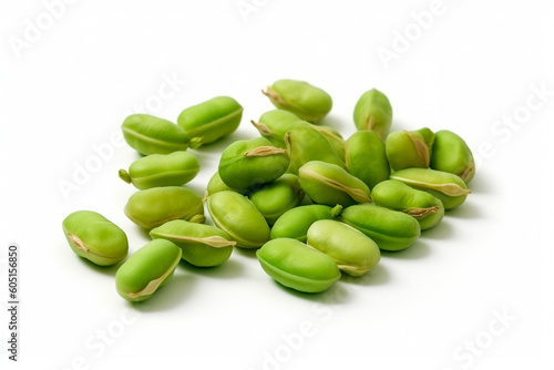 green peas on a white background created with Generative Ai technology