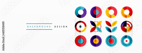 Colorful circles in a grid composition abstract background. Design for wallpaper, banner, background, landing page, wall art, invitation, prints, posters