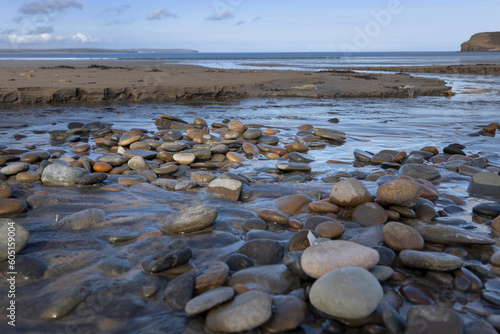 Rocks on the beach. Coast Dunnet Head Nothern Scotland. Coast Northsea