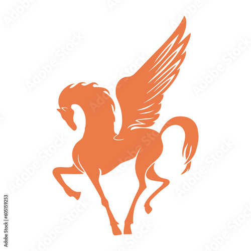 Pegasus simple vector with orange color