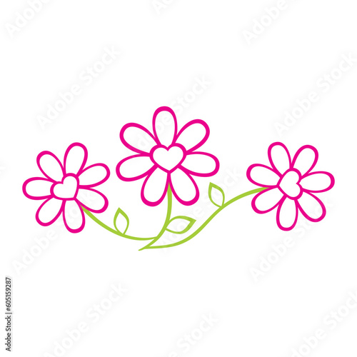 Simple three flower with pink colors
