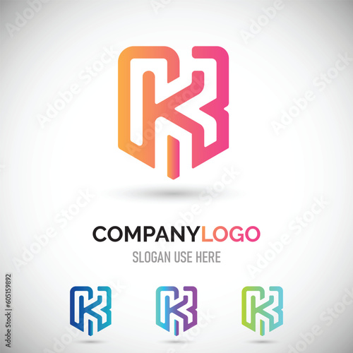 abstract vector K letter logo design
