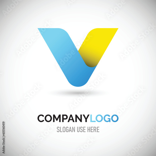 Abstract V letter logo design