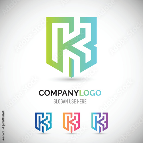 abstract vector K letter logo design 