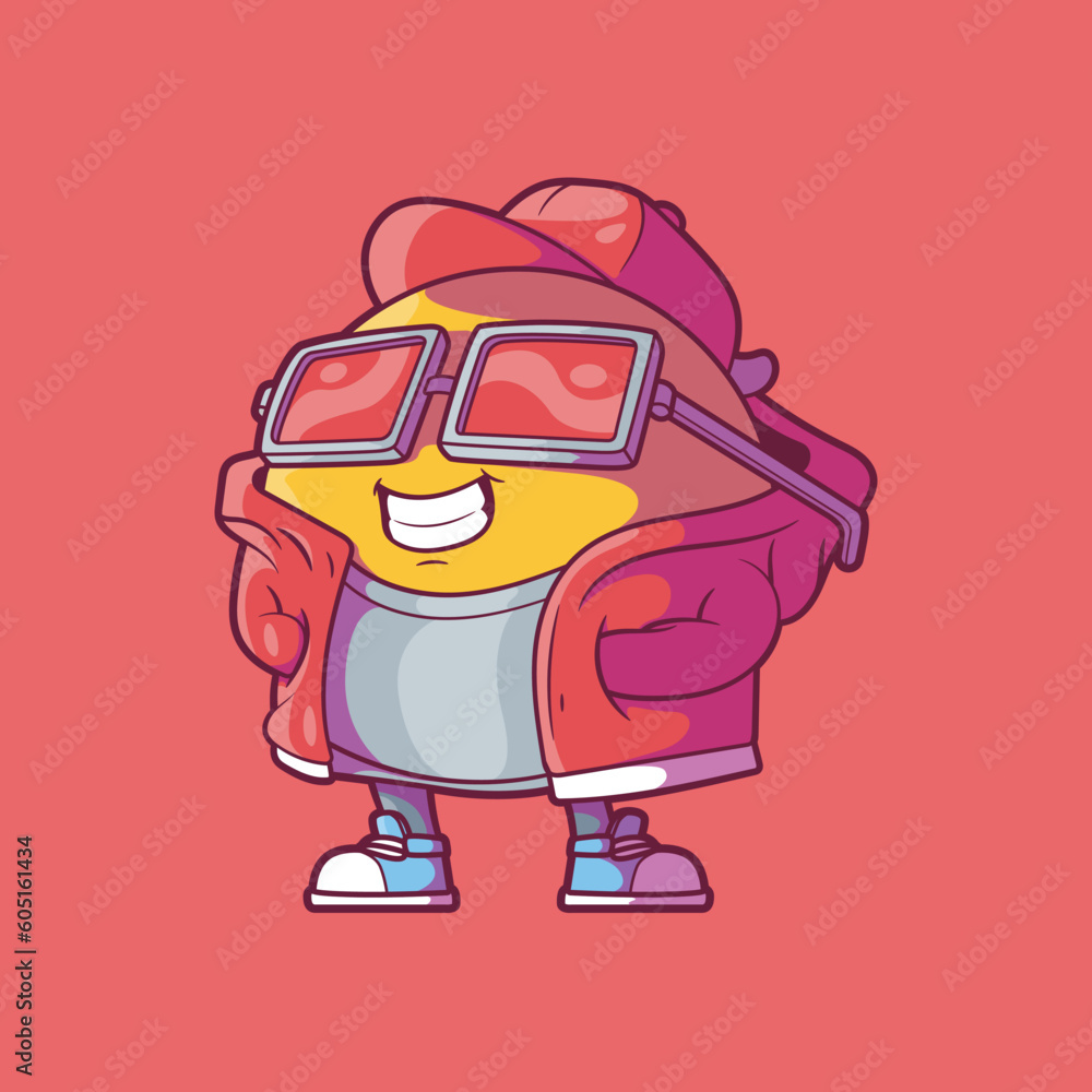 An Emoji character looking cool in vector illustration. Communication, chat, style design concept.