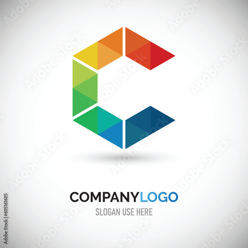 abstract geometric C letter logo 