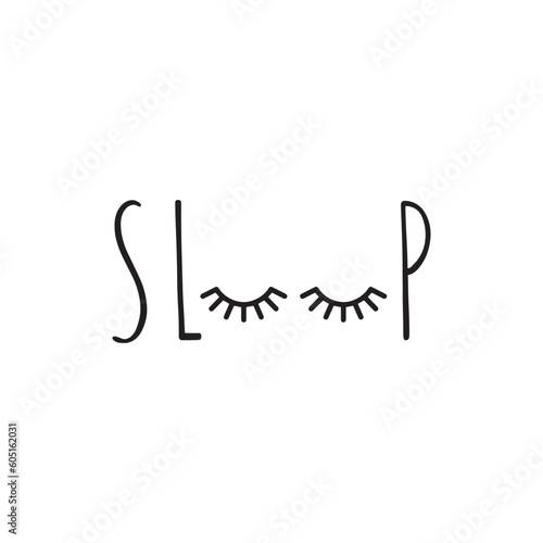 sleep typography with lashes vector