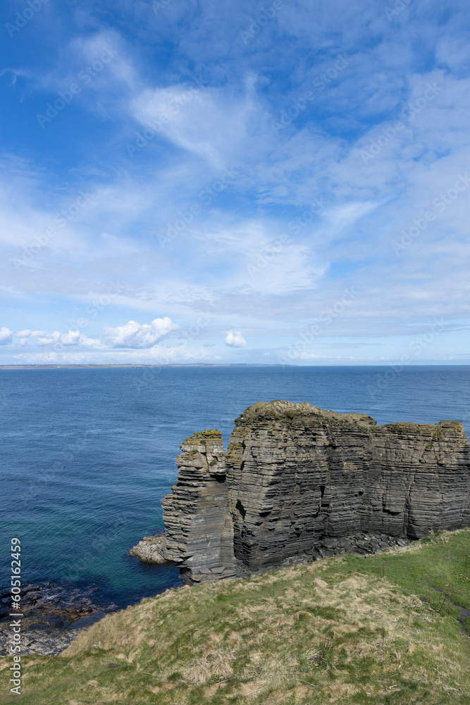 Cliffs and rocks at Nose head at nothern scottish coast. Scotland. Northsea coast. Pancake rocks. Wick.
