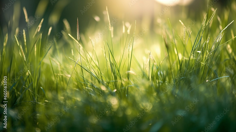 Obraz premium Green grass in the morning. 
