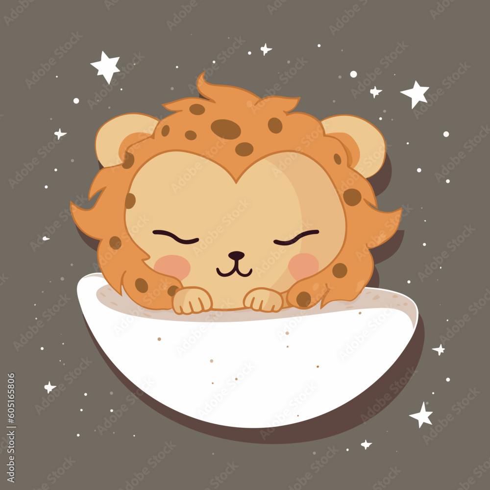 Cute little lion sleeping vector art Cute little lion sleeping vector art