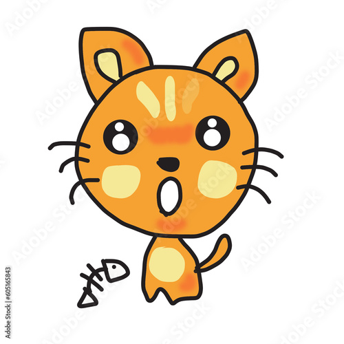 Cutycat22 cartoon kitten orange cat very naughty and mackerel fishbone lovely friend