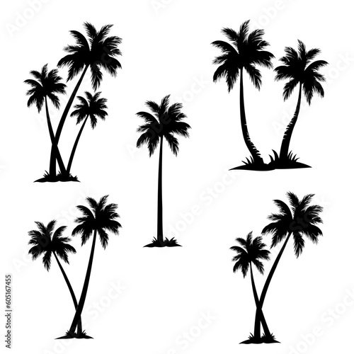 set of palm trees vector