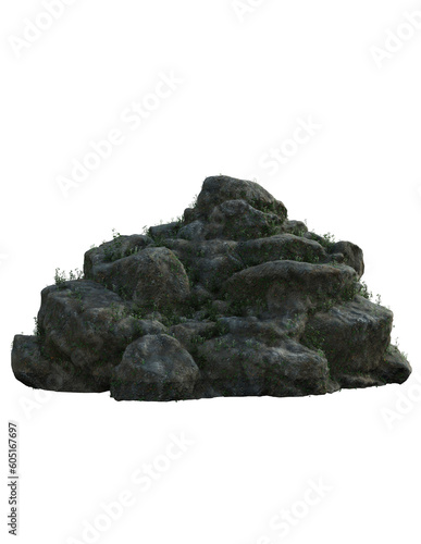 3d render rock black stone detailed granite
