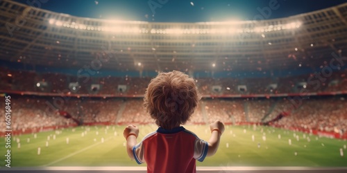 3D Render Football Player Standing in Soccer Stadium  Future Dream to Be a Professional Footballer. Generative AI