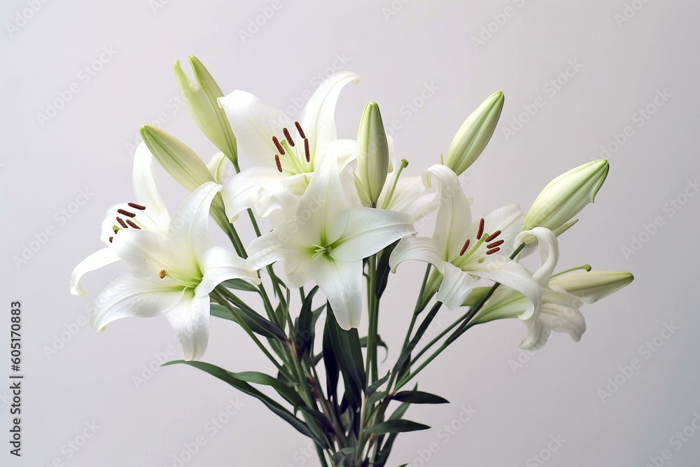 Spring's Serenity: Easter Lilies in Full Bloom - AI Generative Spring's Serenity: Easter Lilies in Full Bloom - AI Generative