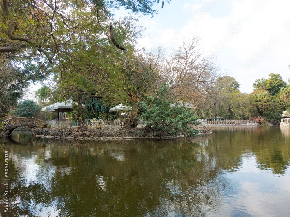 wide view of Green landscape lake at public park, Egypt wide view of Green landscape lake at public park, Egypt