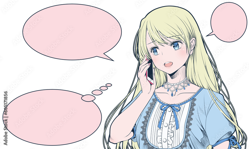 スマホで電話をかける若い女性・困惑(テキスト入力用フレーム付き) スマホで電話をかける若い女性・困惑(テキスト入力用フレーム付き)