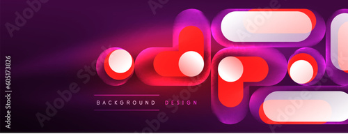 Neon circle abstract background. Template for wallpaper, banner, presentation, background