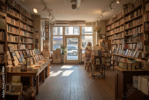 A photo showcasing the charm of a small, independent bookstore, featuring a variety of books and customers browsing, celebrating the love of reading and community spirit.