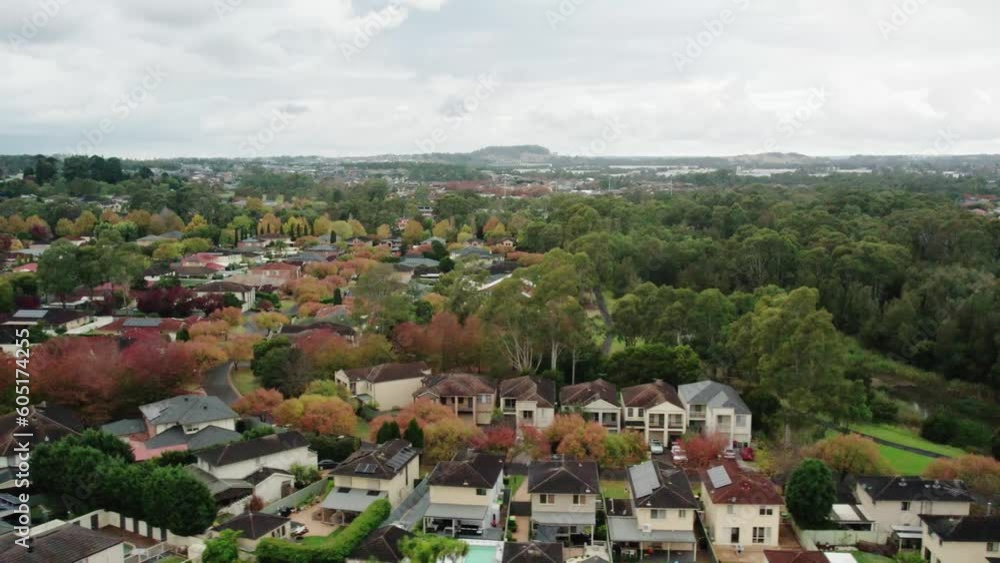 Australian Suburb With Mountain View Near A Bush Australian Suburb With Mountain View Near A Bush