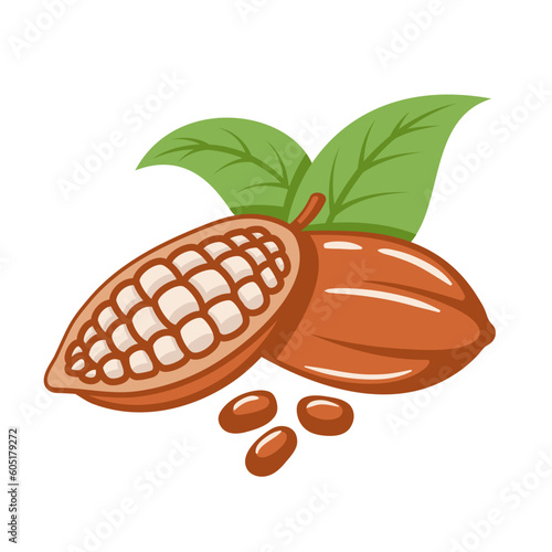 Cocoa beans isolated on white background. Logo template. Cacao beans. Design elements. Vector illustration