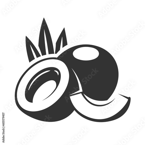 Vintage coconut icon isolated on white background. Vector illustration