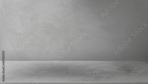Empty Studio Background,Gray Concret Wall Texture with Shadow overlay on Cement floor.Vector Backdrop Display Horizon Sence Mockup for Product Presentation
