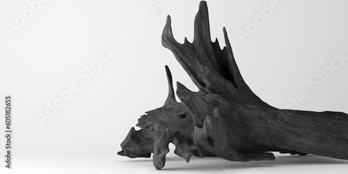 Fototapeta Naklejka Na Ścianę i Meble -  3d cosmetic background. 3d display rustic black wood for cosmetic, perfume, jewelry and products presentation.3d rendering illustration