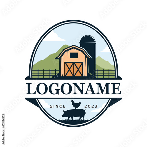Farm and ranch logo template, agriculture logo design