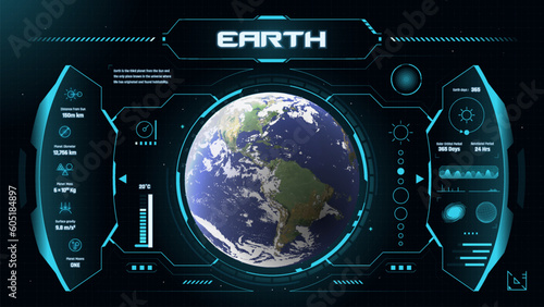 The Solar System Planet Earth and its characteristics vector illustration
