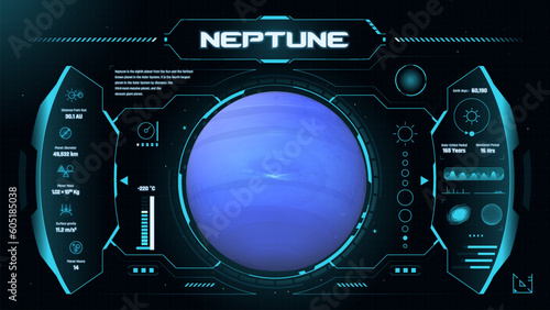 The Solar System Planet Neptune and its Characteristics vector illustration